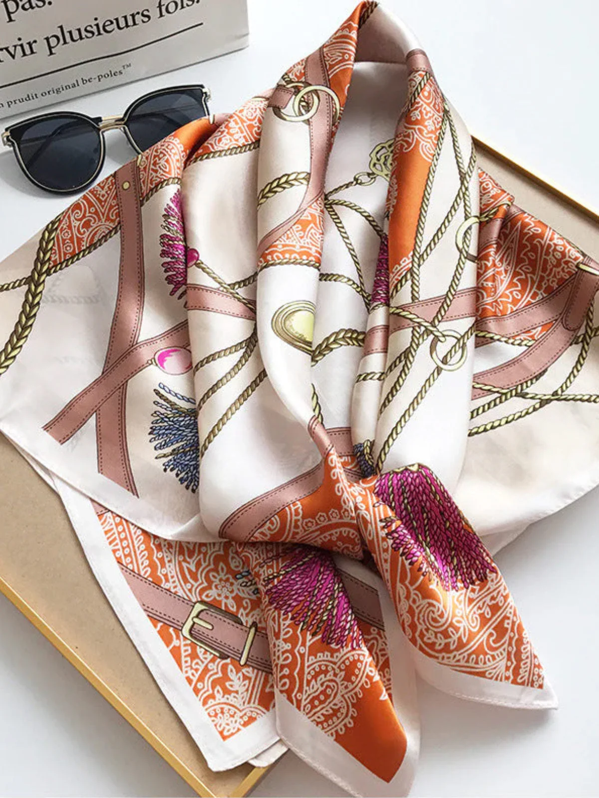 Foulard Châle Carré 100% Soie de Mûrier Imprimé 88*88cm - Image 26