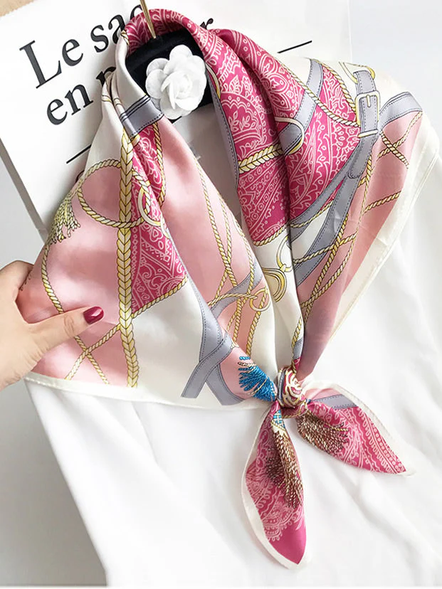 Foulard Châle Carré 100% Soie de Mûrier Imprimé 88*88cm - Image 33