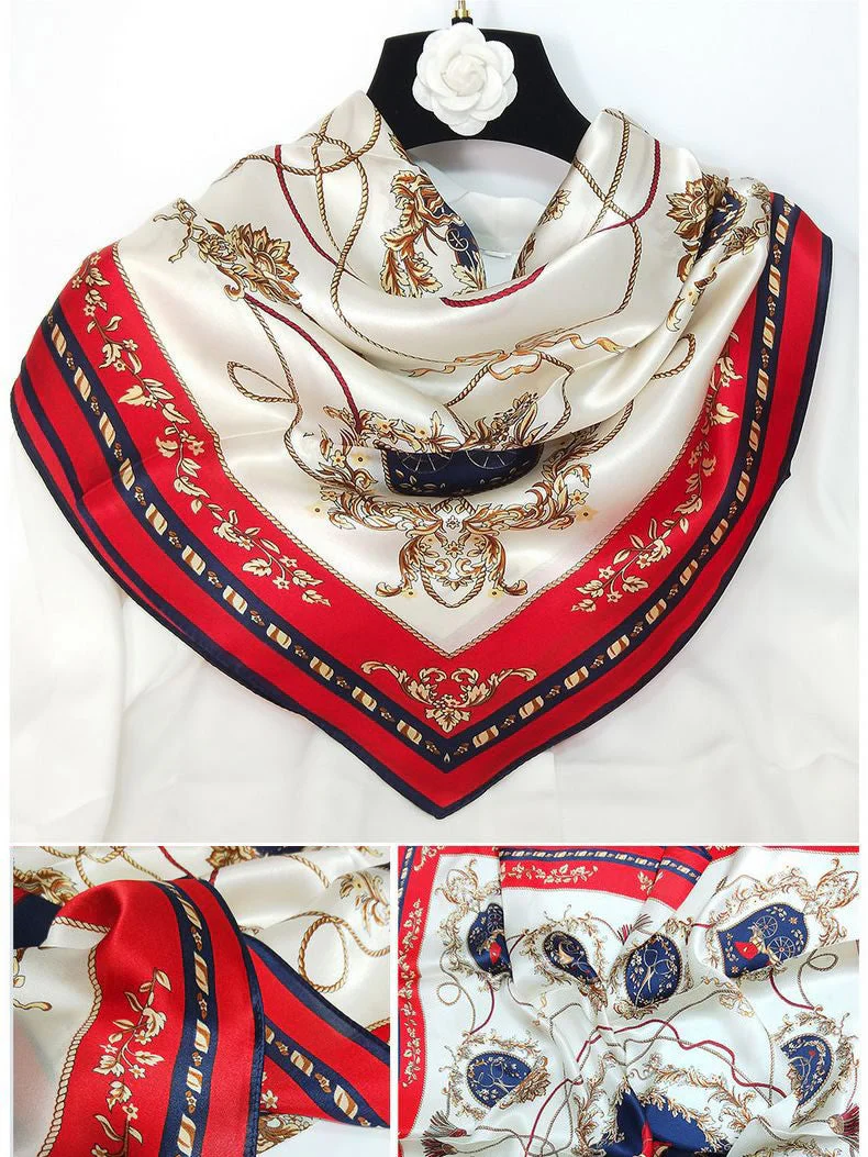 Foulard Châle Carré 100% Soie de Mûrier Imprimé 88*88cm - Image 43