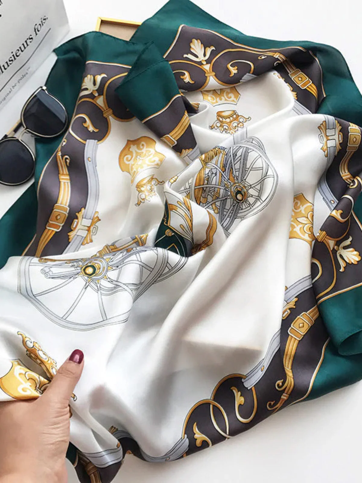 Foulard Châle Carré 100% Soie de Mûrier Imprimé 88*88cm - Image 50