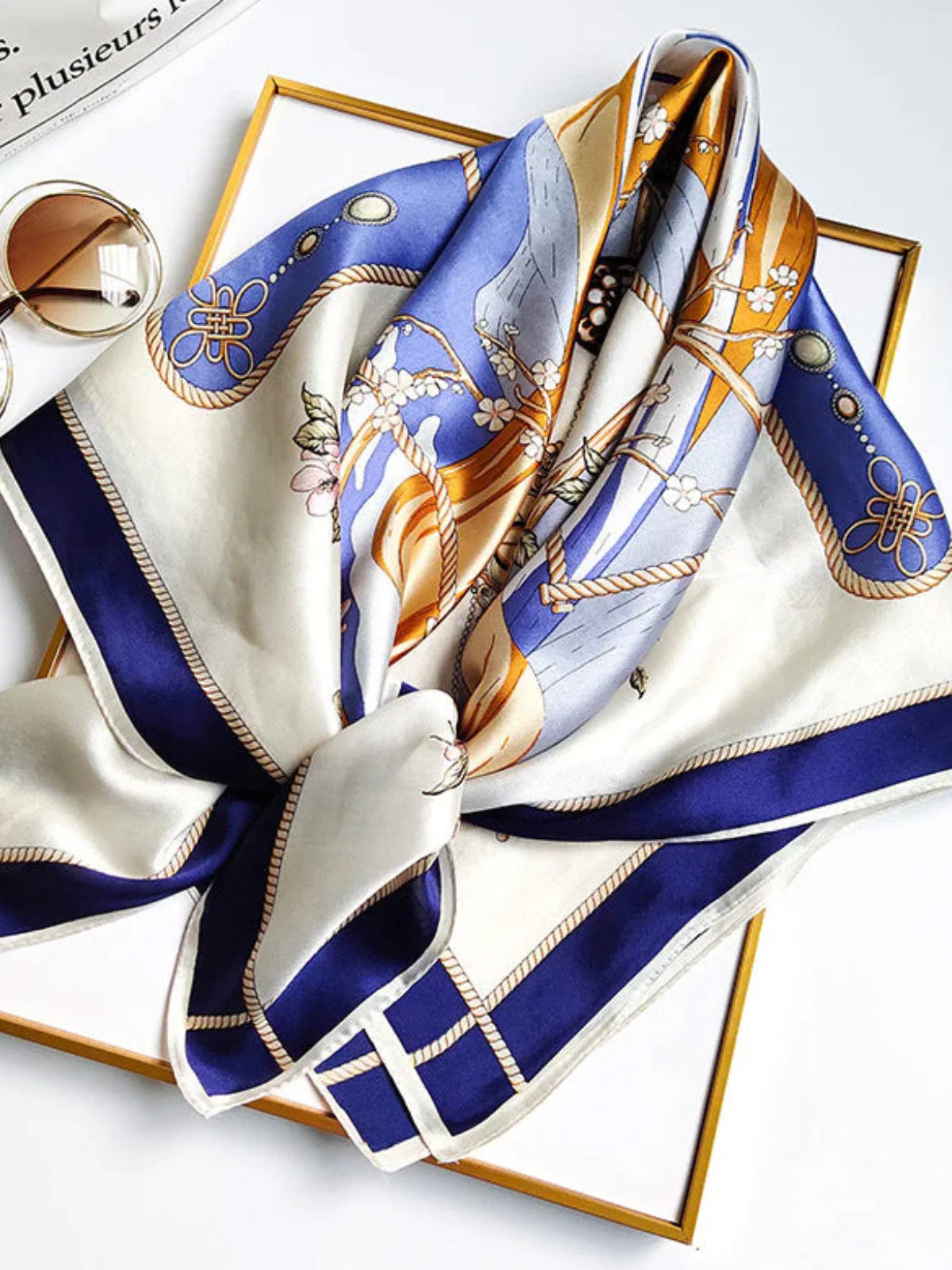 Foulard Châle Carré 100% Soie de Mûrier Imprimé 88*88cm - Image 31