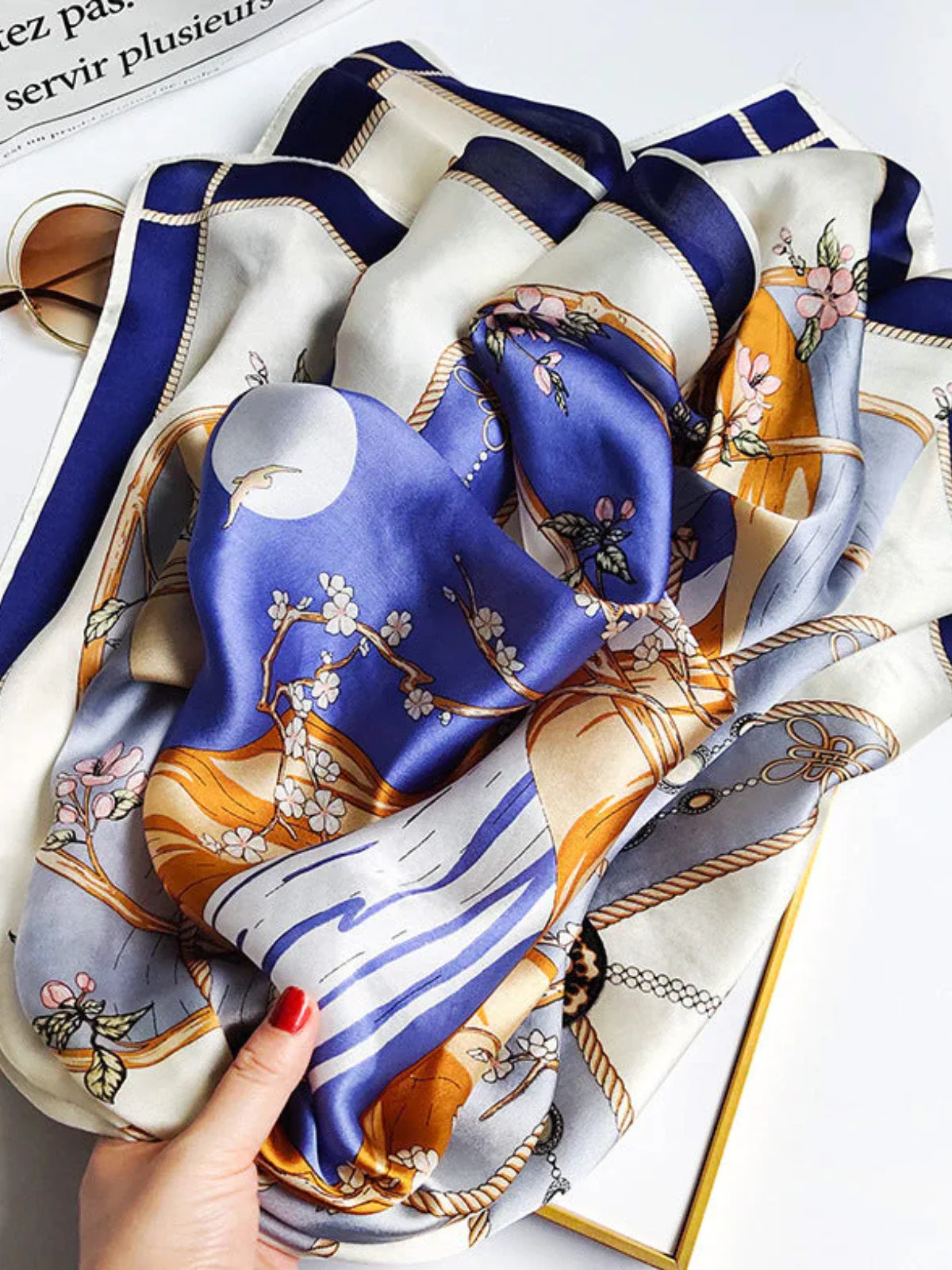 Foulard Châle Carré 100% Soie de Mûrier Imprimé 88*88cm - Image 32