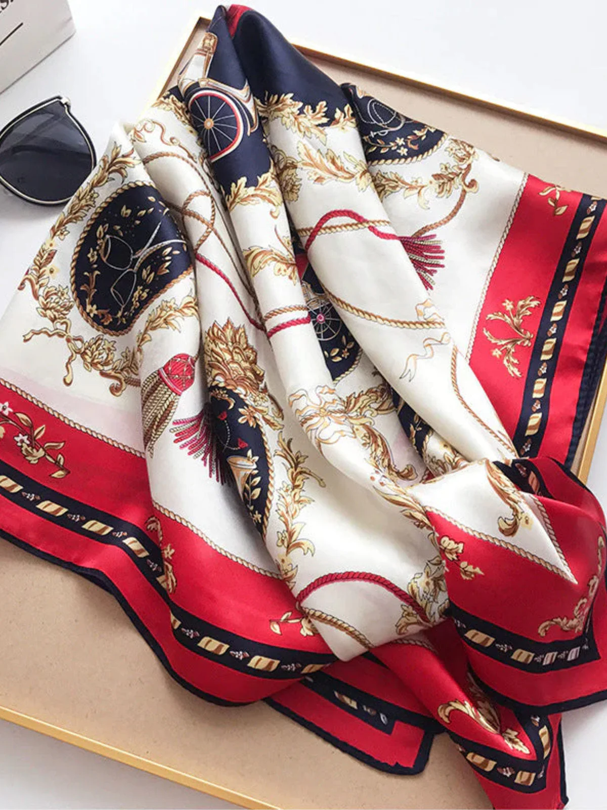 Foulard Châle Carré 100% Soie de Mûrier Imprimé 88*88cm - Image 42