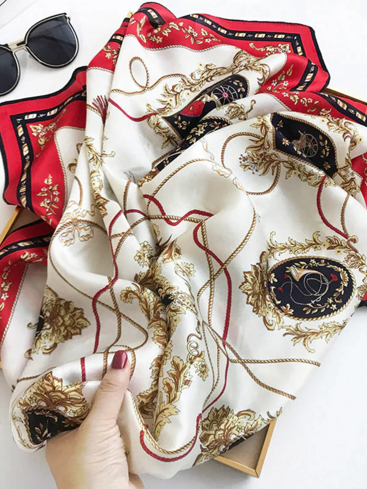 Foulard Châle Carré 100% Soie de Mûrier Imprimé 88*88cm - Image 43