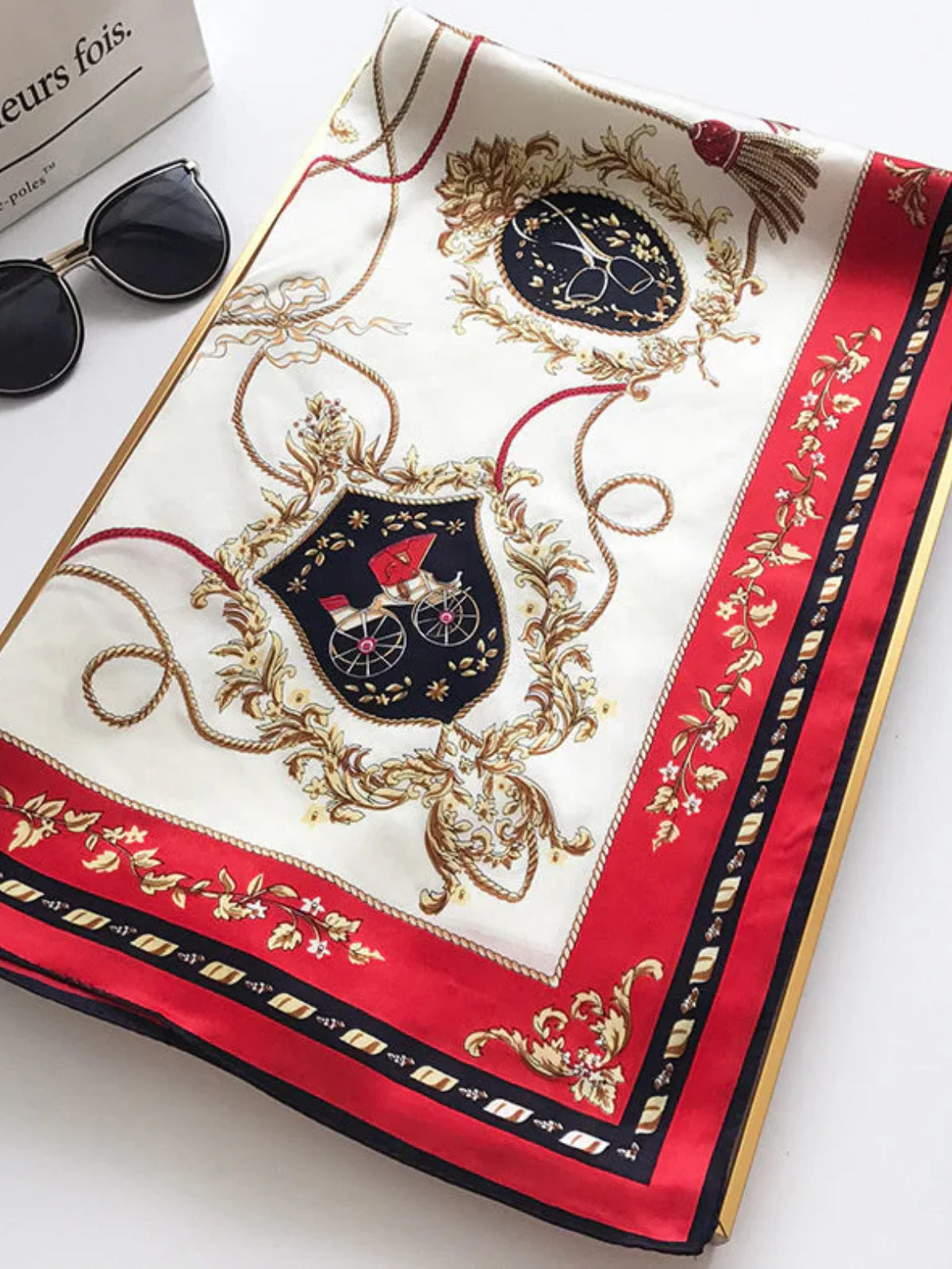 Foulard Châle Carré 100% Soie de Mûrier Imprimé 88*88cm - Image 45