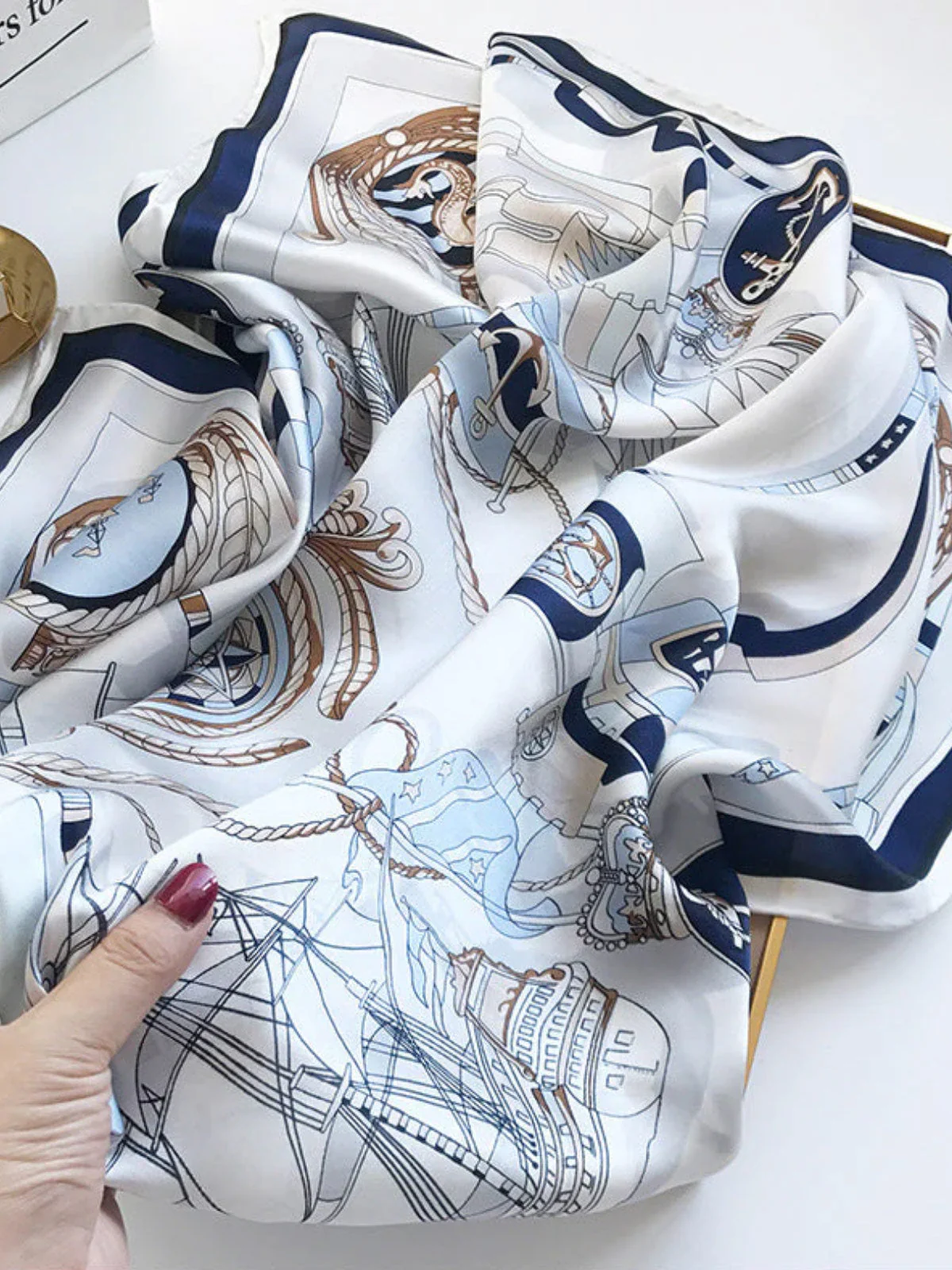 Foulard Châle Carré 100% Soie de Mûrier Imprimé 88*88cm - Image 5