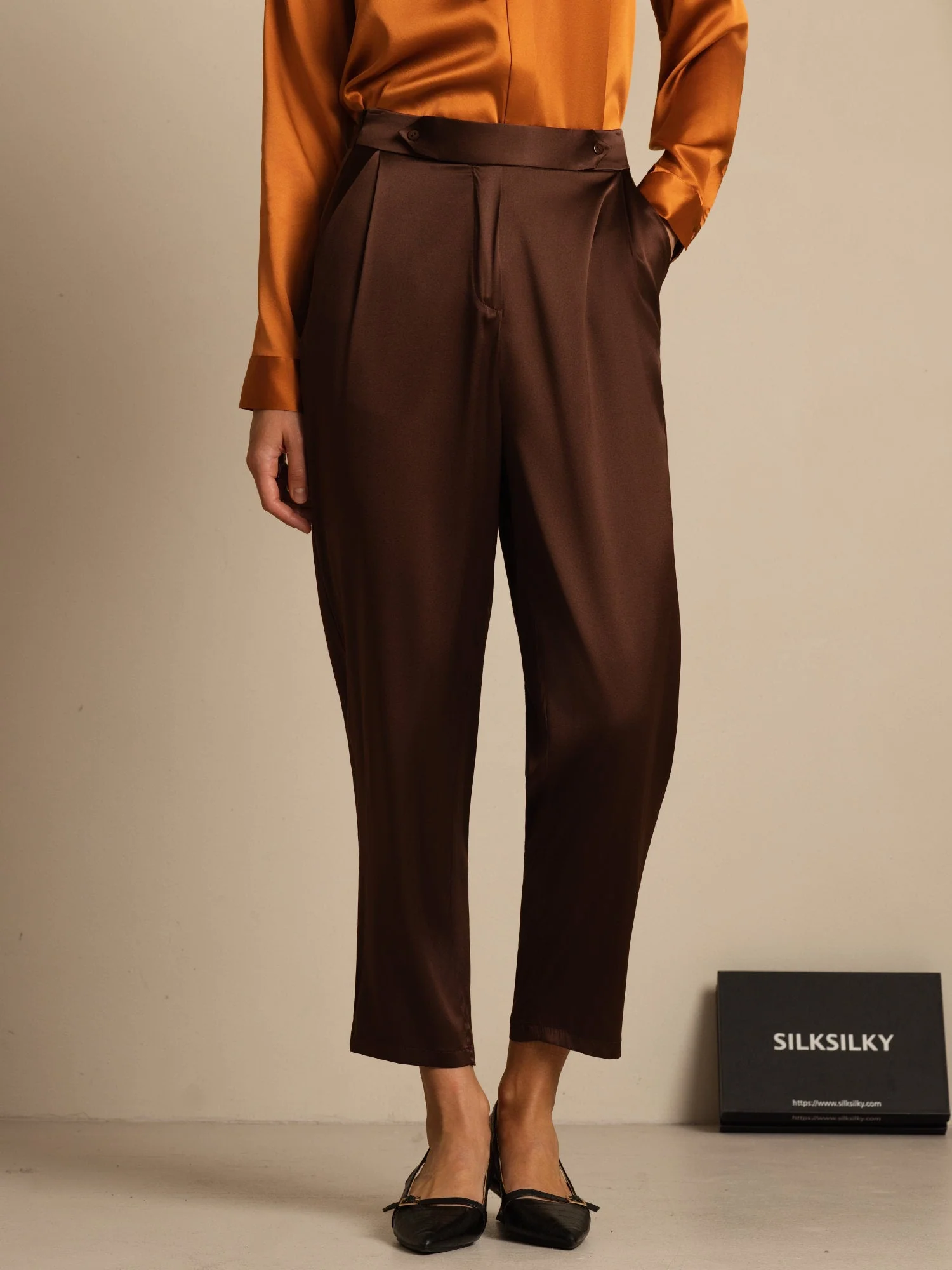 19Momme Pantalons en soie à la mode de style carotte - Image 19