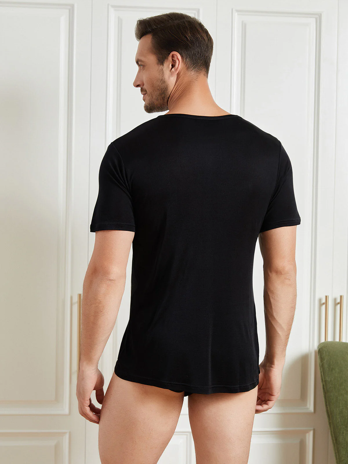 T-Shirt En Pure Soie À Col Rond Pour Homme - Image 14