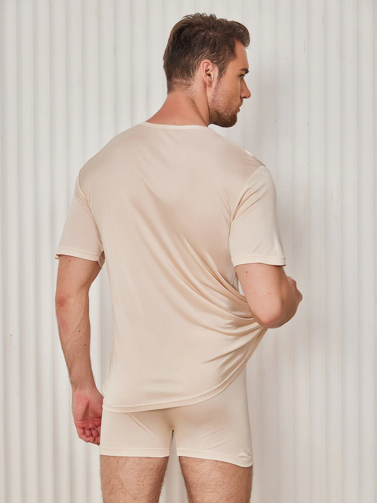 T-Shirt En Pure Soie À Col Rond Pour Homme - Image 35