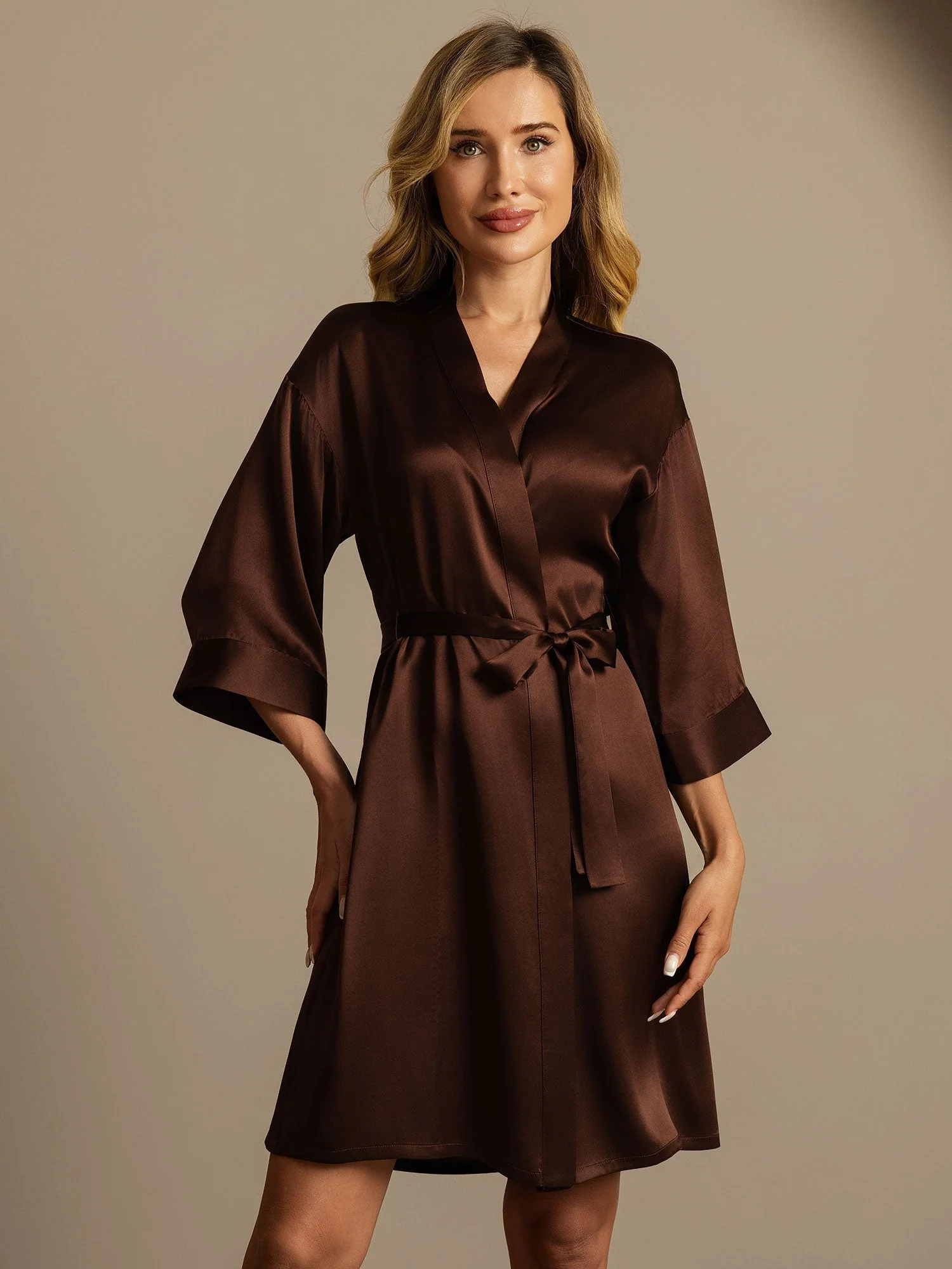 Kimono En Pure Soie Pour Femme À Manches 3/4 - Image 17