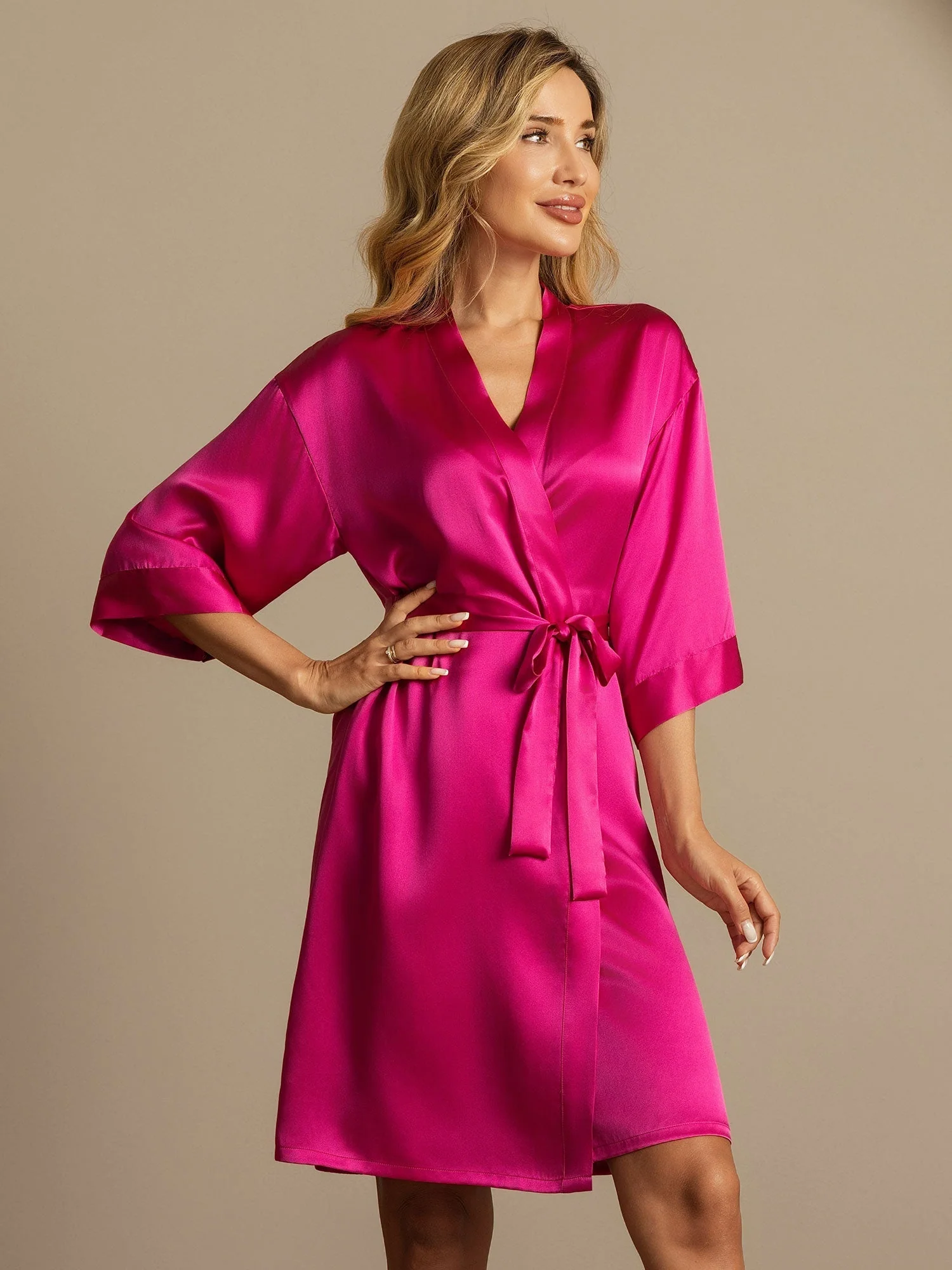 Kimono En Pure Soie Pour Femme À Manches 3/4 - Image 34