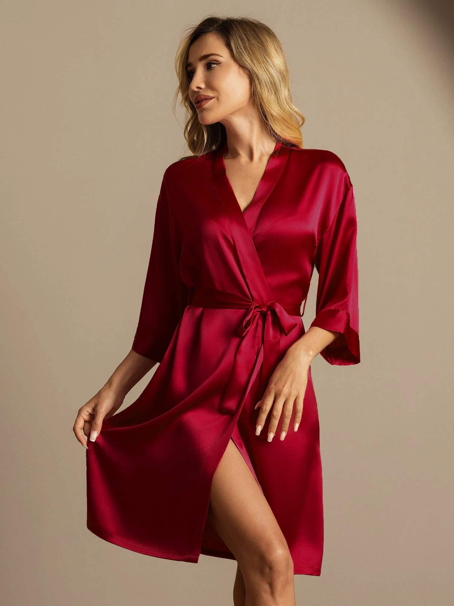 Kimono En Pure Soie Pour Femme À Manches 3/4 - Image 59