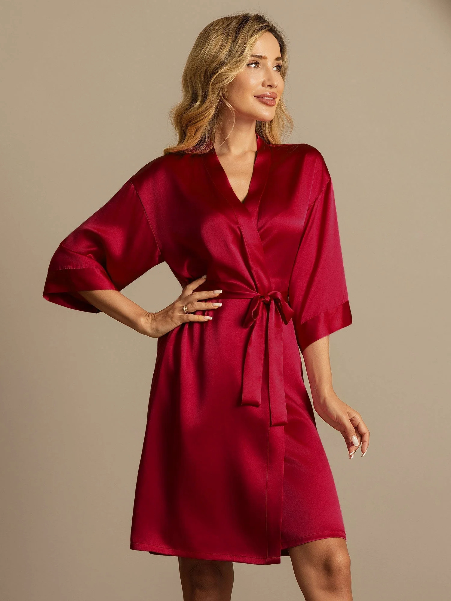Kimono En Pure Soie Pour Femme À Manches 3/4 - Image 61