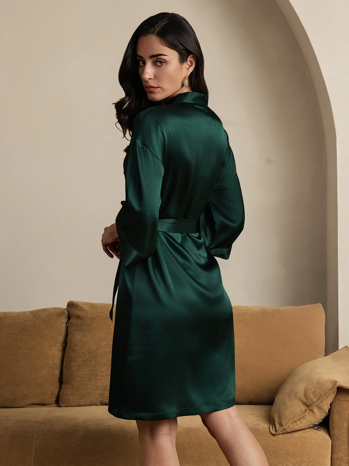 Kimono En Pure Soie Pour Femme À Manches 3/4 - Image 7