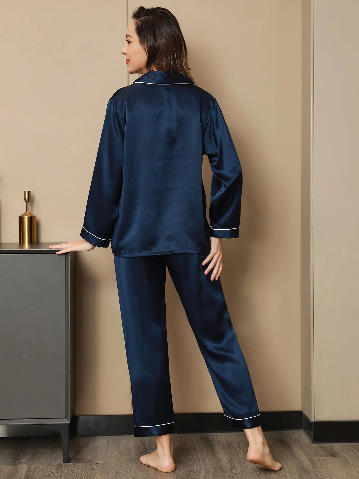 Ensemble de Pyjama à Bordure en Soie Pure 2Pcs - Image 18