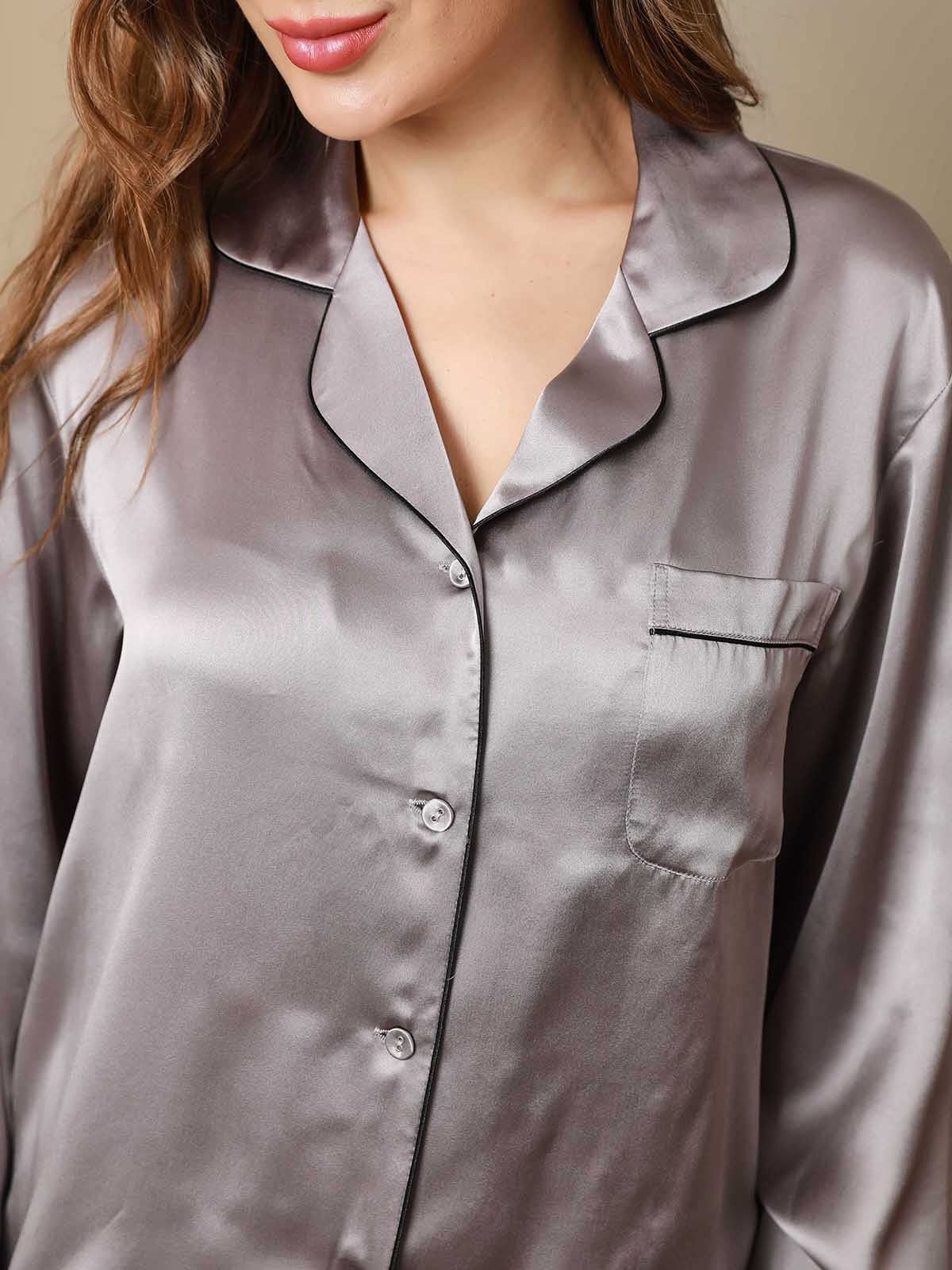 Ensemble de Pyjama à Bordure en Soie Pure 2Pcs - Image 93
