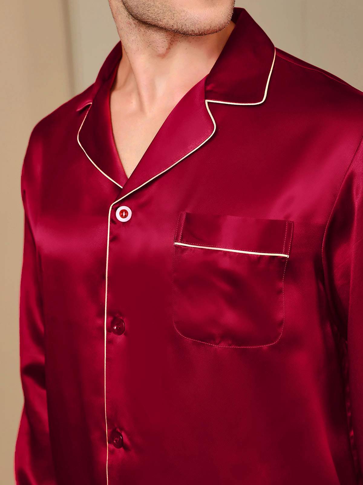 Ensemble Pyjama Pour Homme En Pure Soie À Manches Longues - Image 25
