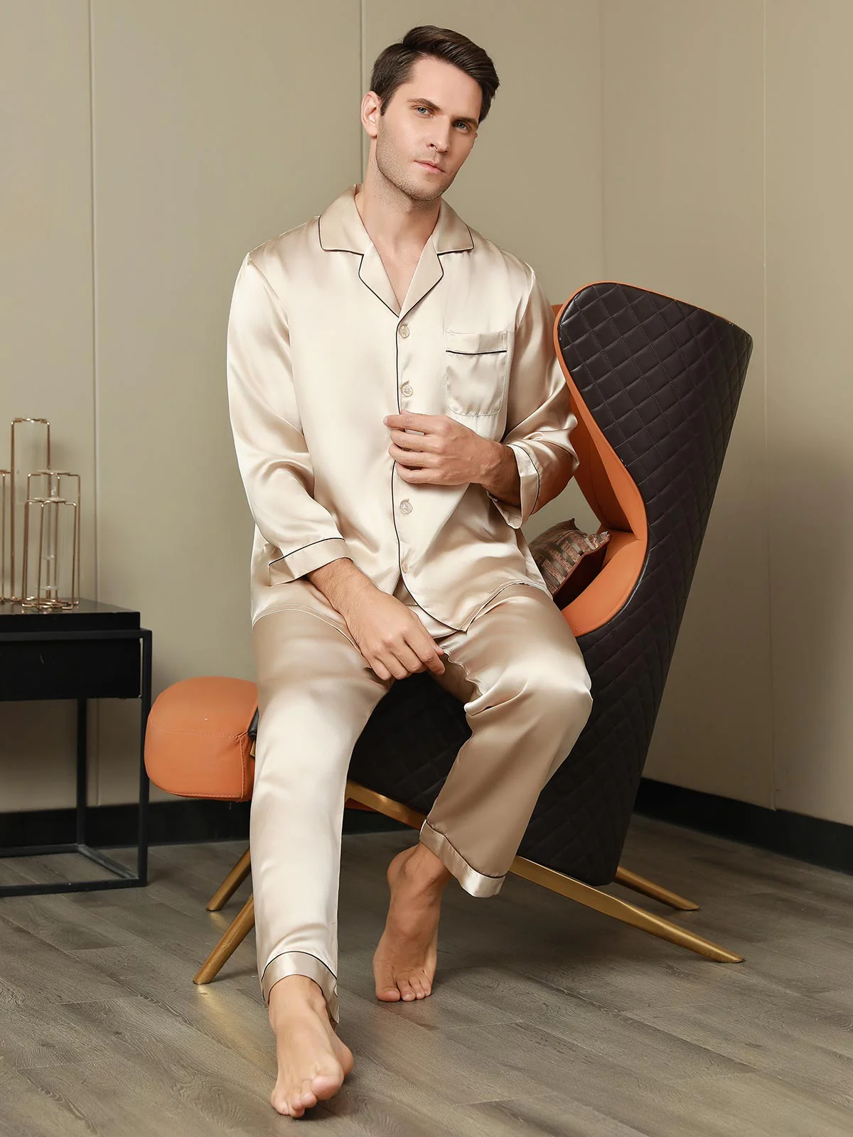 Ensemble Pyjama Pour Homme En Pure Soie À Manches Longues - Image 26
