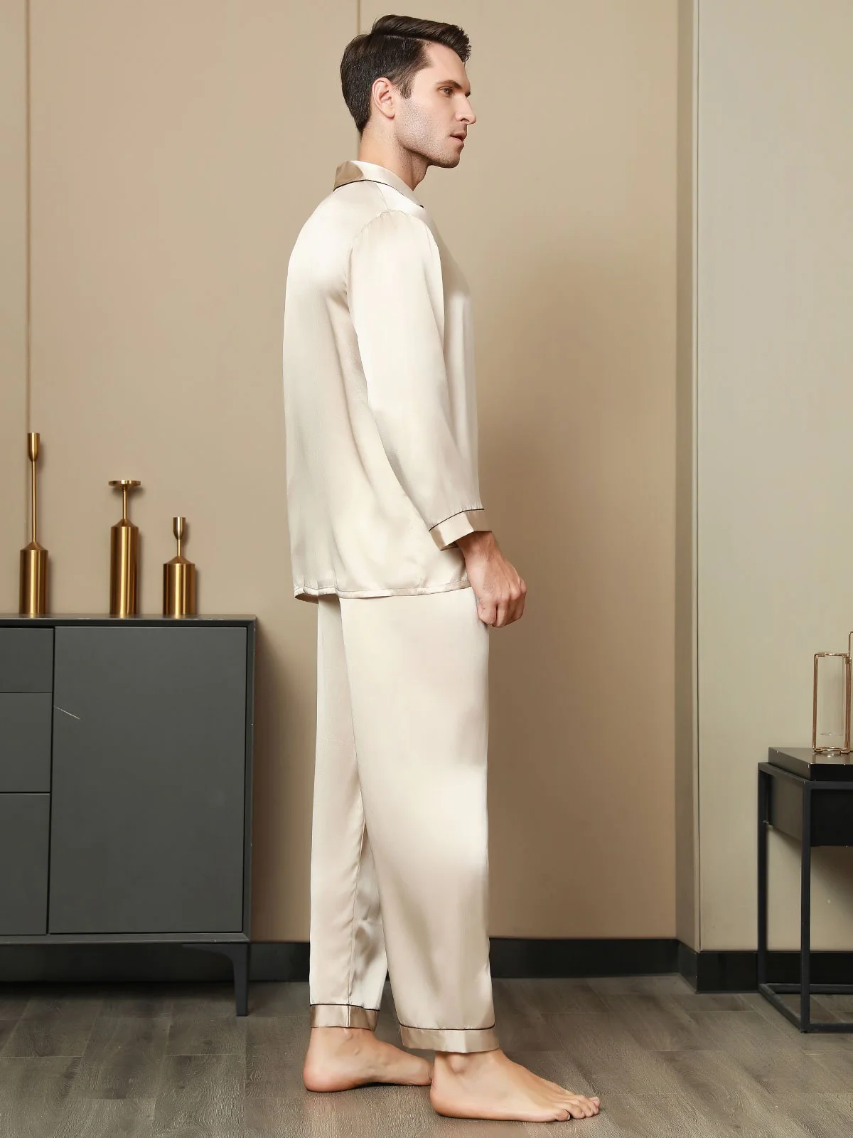Ensemble Pyjama Pour Homme En Pure Soie À Manches Longues - Image 29