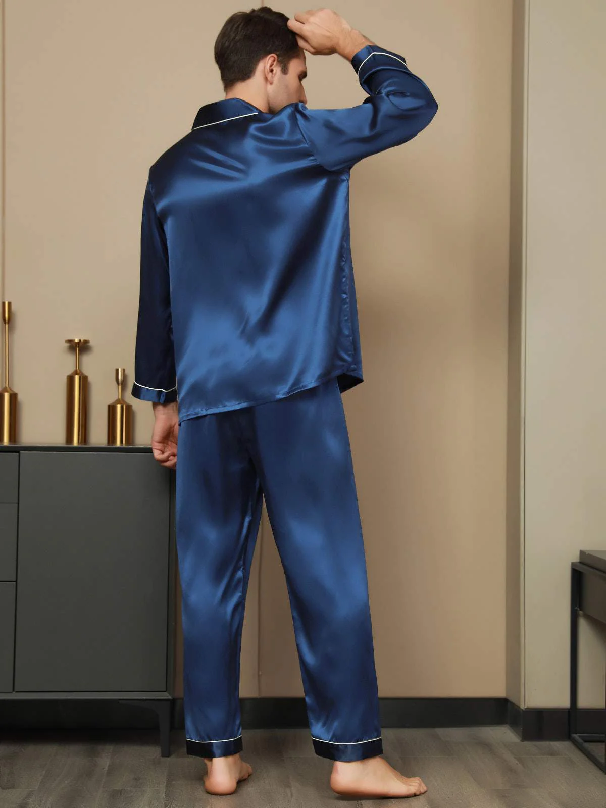 Ensemble Pyjama Pour Homme En Pure Soie À Manches Longues - Image 4