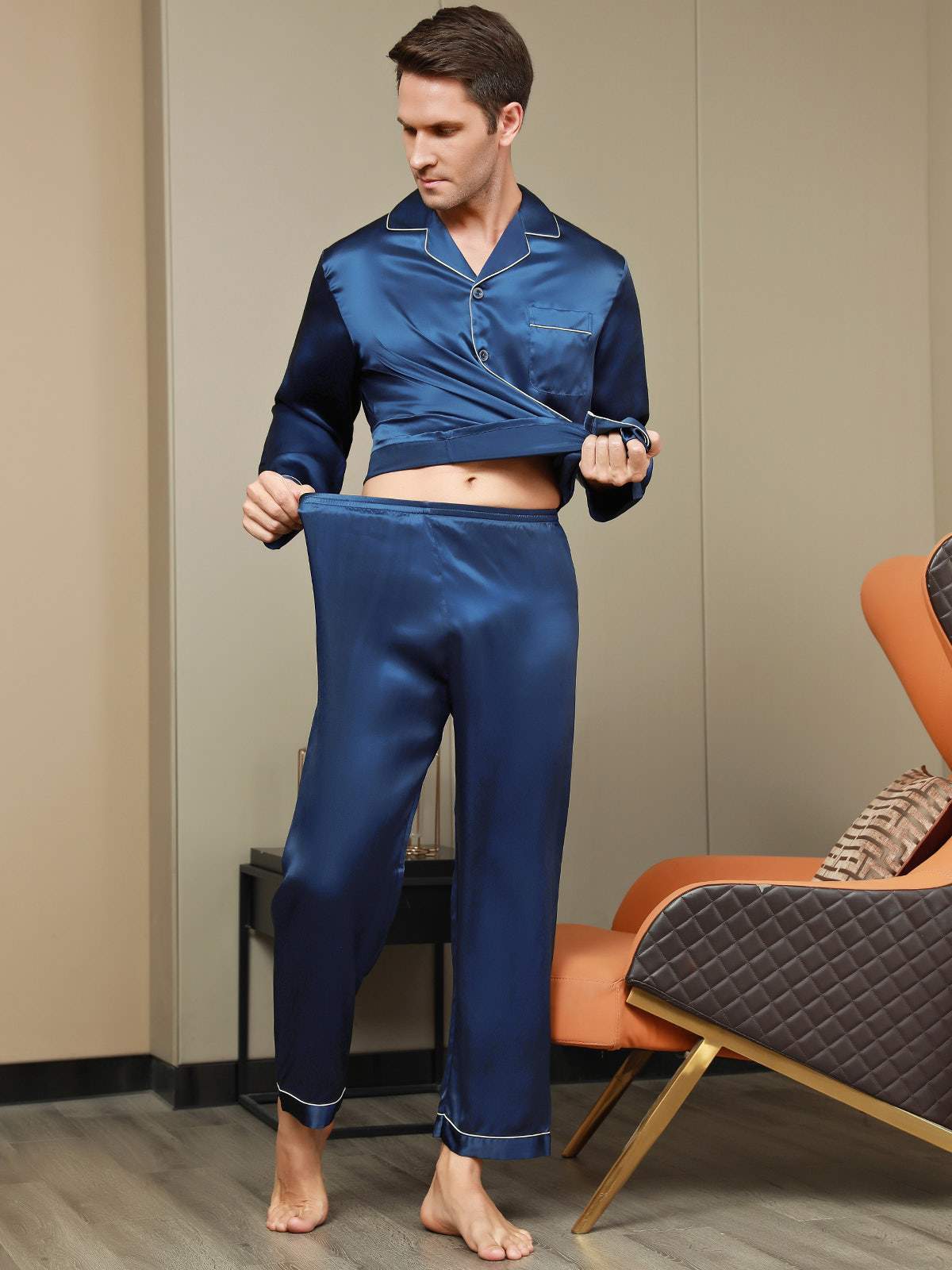 Ensemble Pyjama Pour Homme En Pure Soie À Manches Longues - Image 9