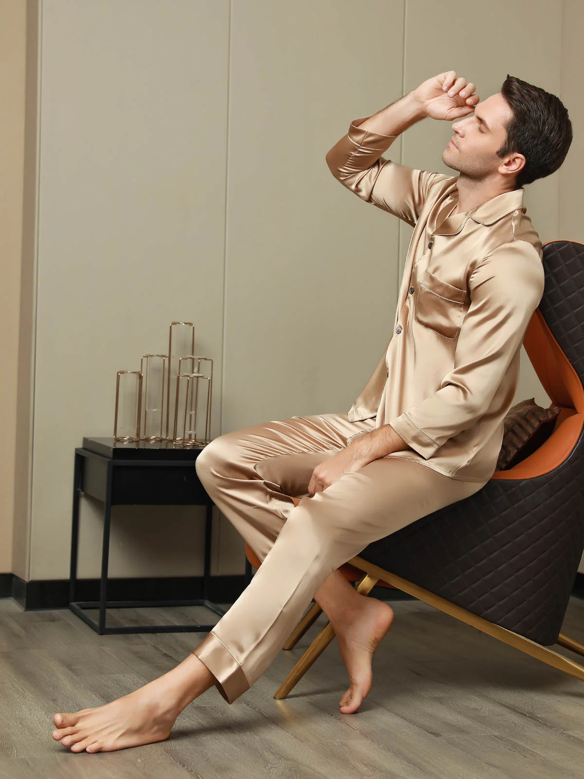 Ensemble Pyjama Pour Homme En Pure Soie À Manches Longues Avec Col À Revers - Image 13