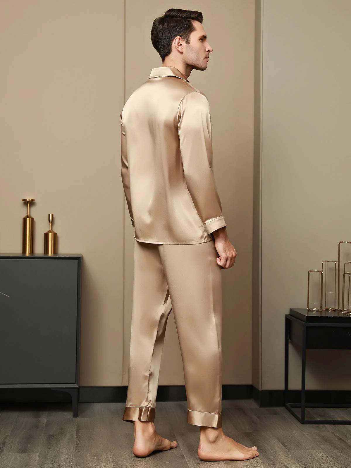 Ensemble Pyjama Pour Homme En Pure Soie À Manches Longues Avec Col À Revers - Image 9