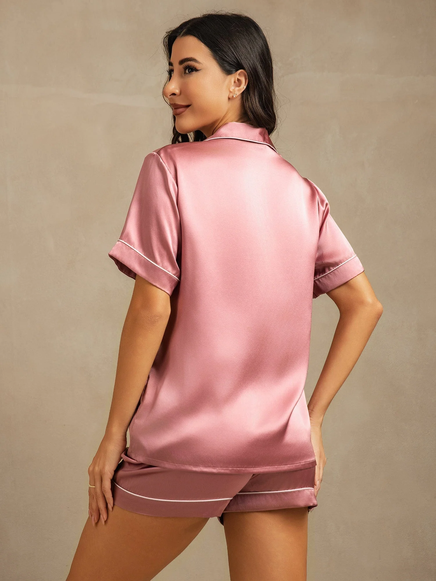 Pyjama en Soie Pure Ensemble de Pyjama Court 2Pcs - Image 28