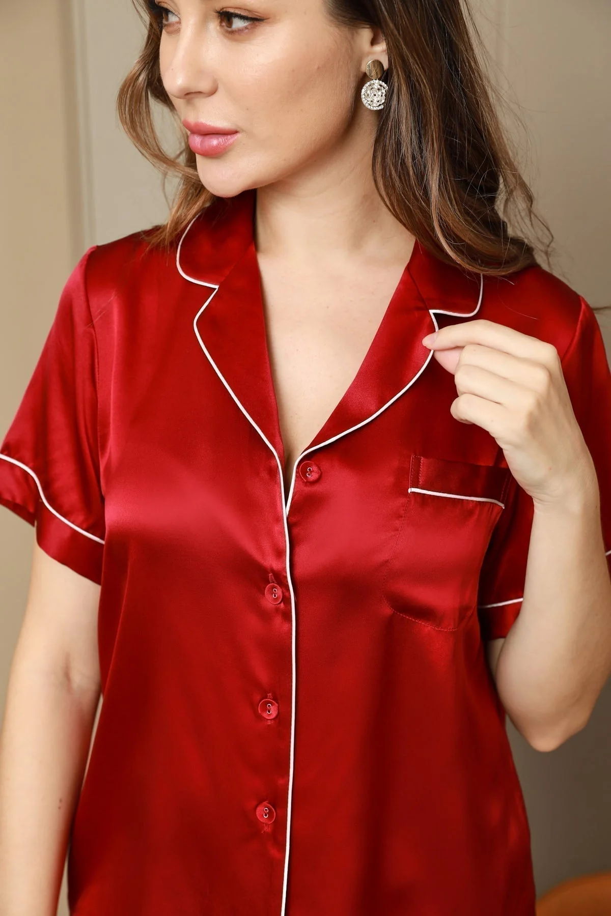 Pyjama en Soie Pure Ensemble de Pyjama Court 2Pcs - Image 63