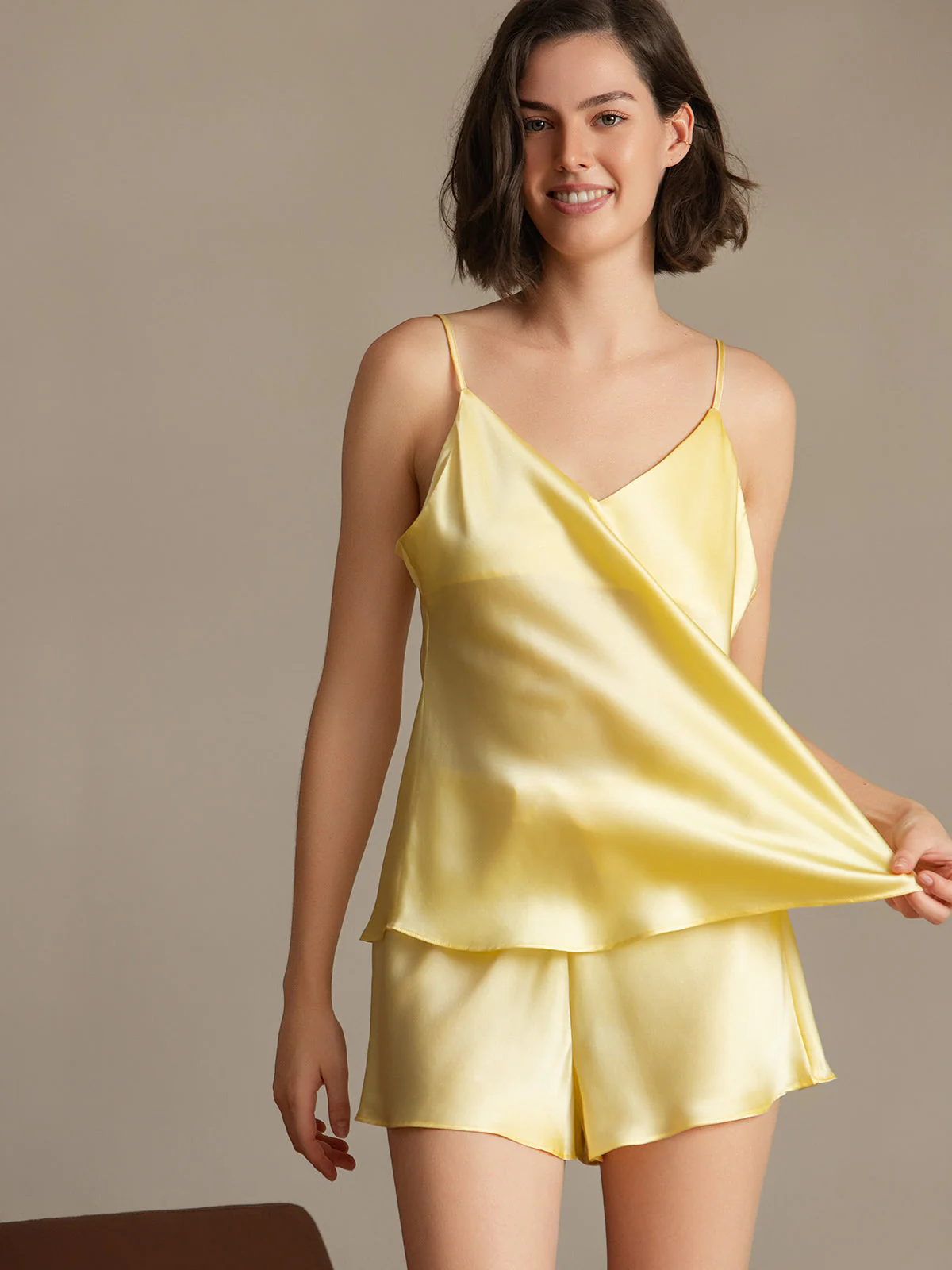 Ensemble de Camisole à Bretelles Spaghetti en Soie Pure 2Pcs - Image 69