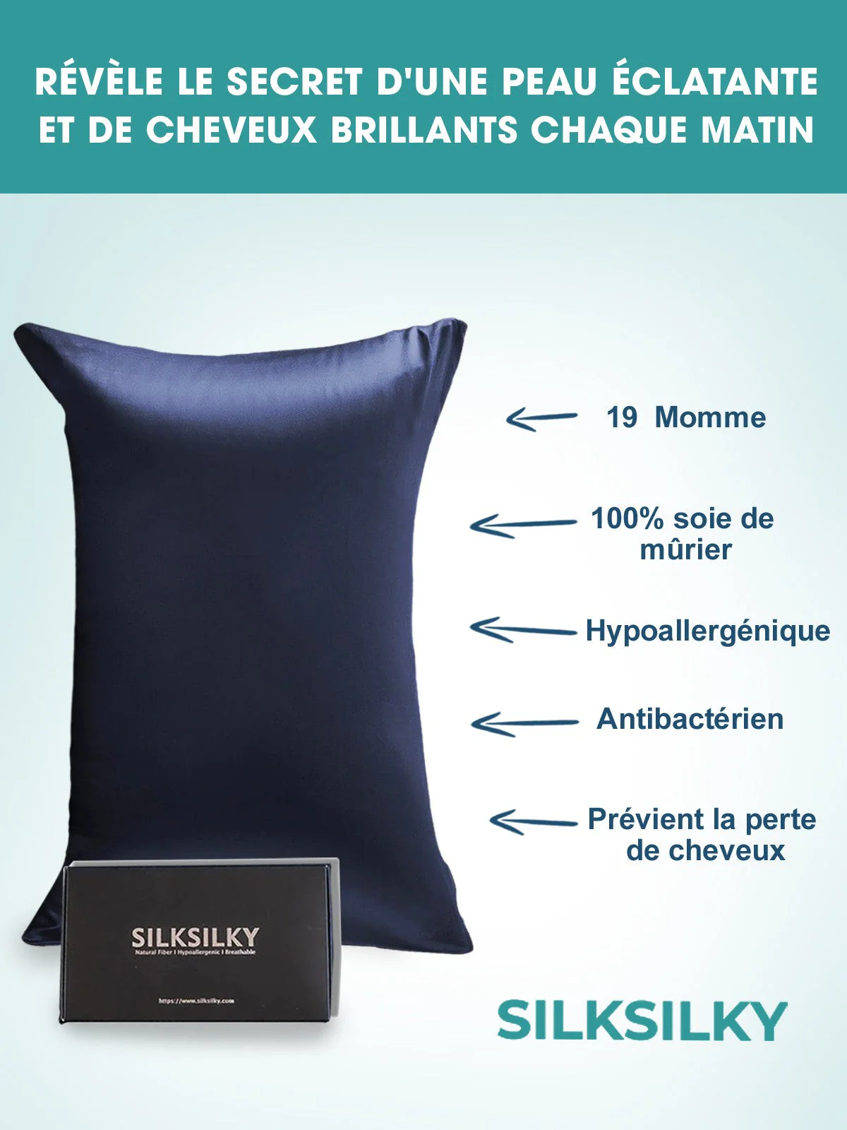 Taie d’Oreiller Simple Enveloppée En Soie 19Momme - Image 11