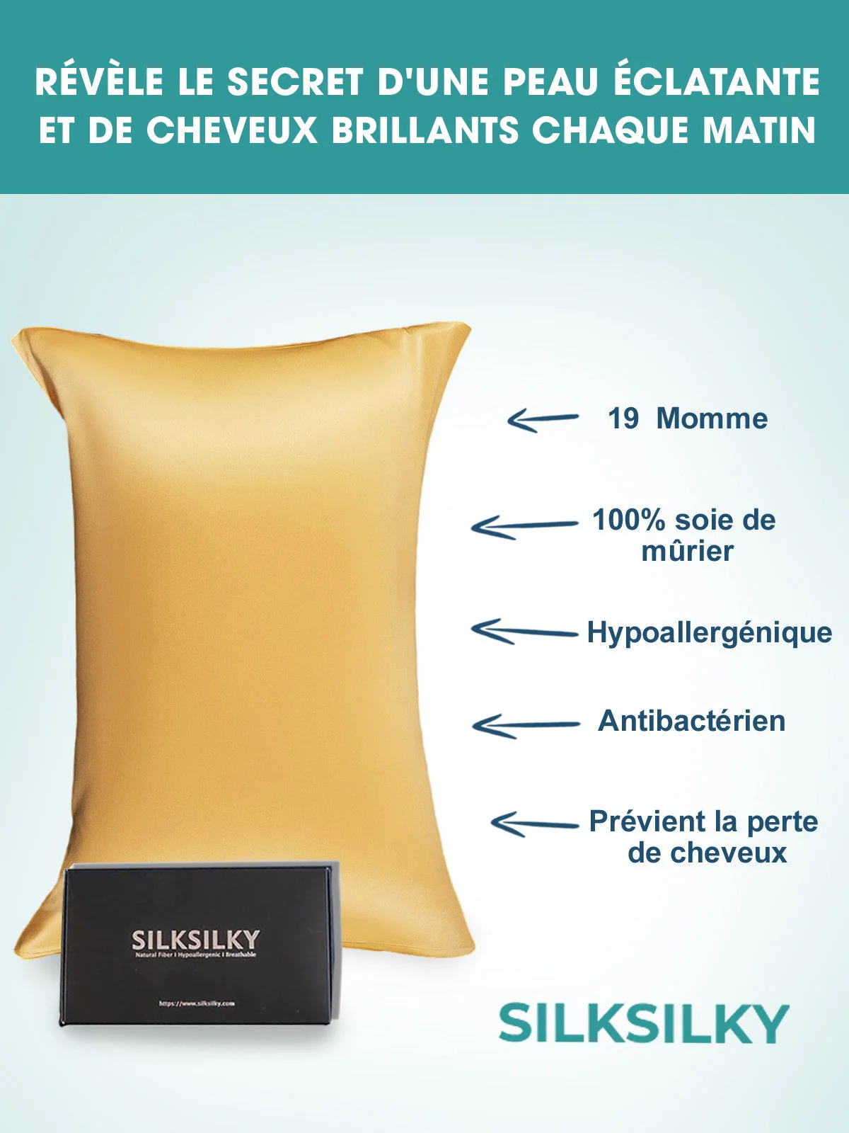 Taie d’Oreiller Simple Enveloppée En Soie 19Momme - Image 88