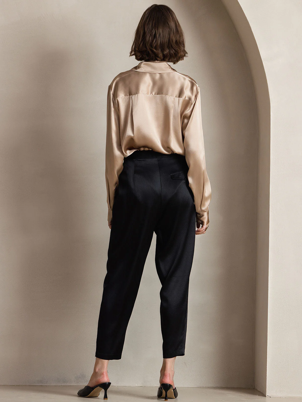 Chemise à Revers Militaire Basique En Soie - Image 42