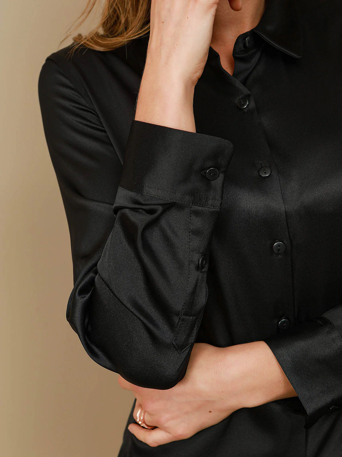 Chemise à Revers Militaire Basique En Soie - Image 8