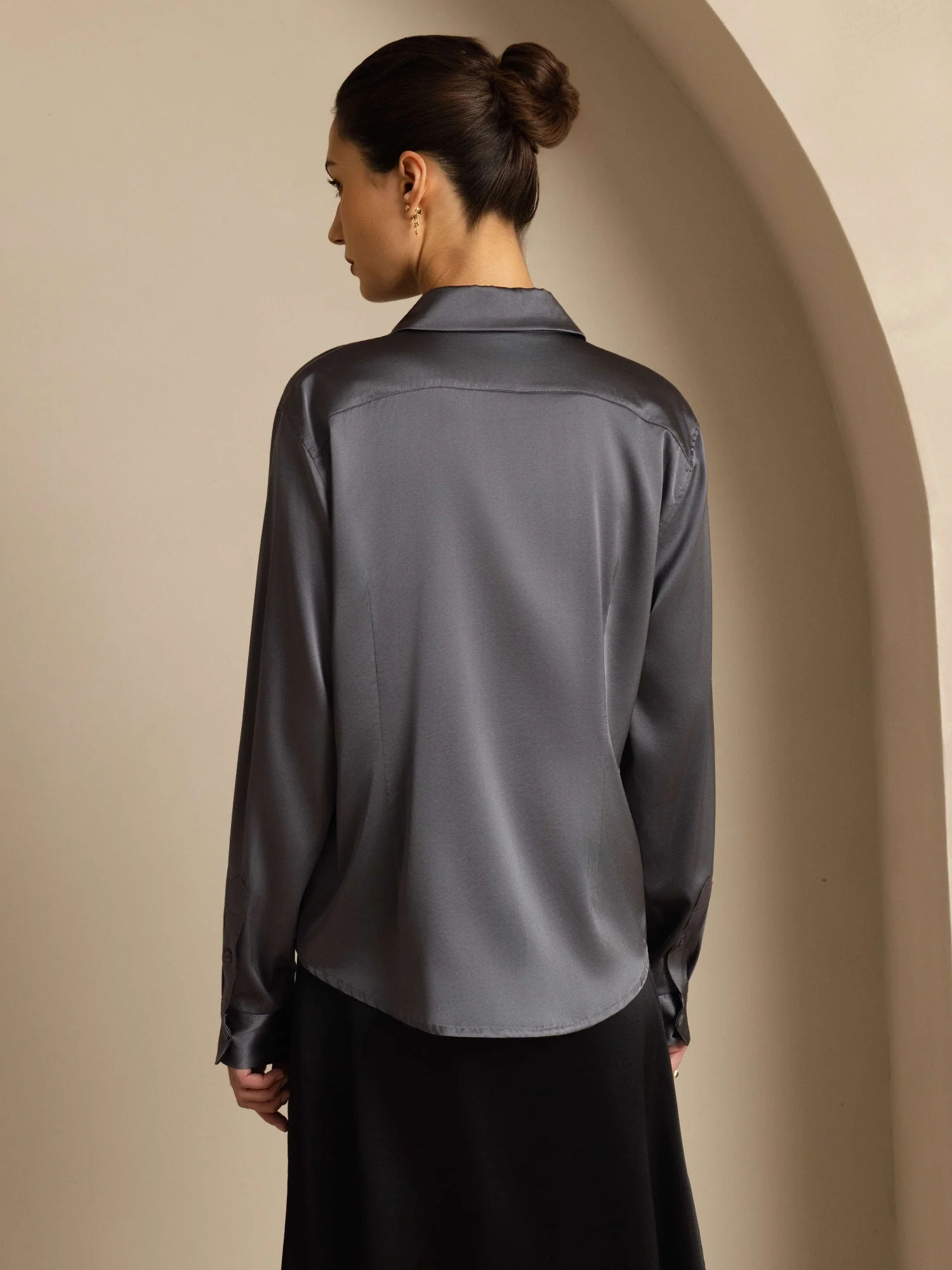 Chemise à Revers Militaire Basique En Soie - Image 94