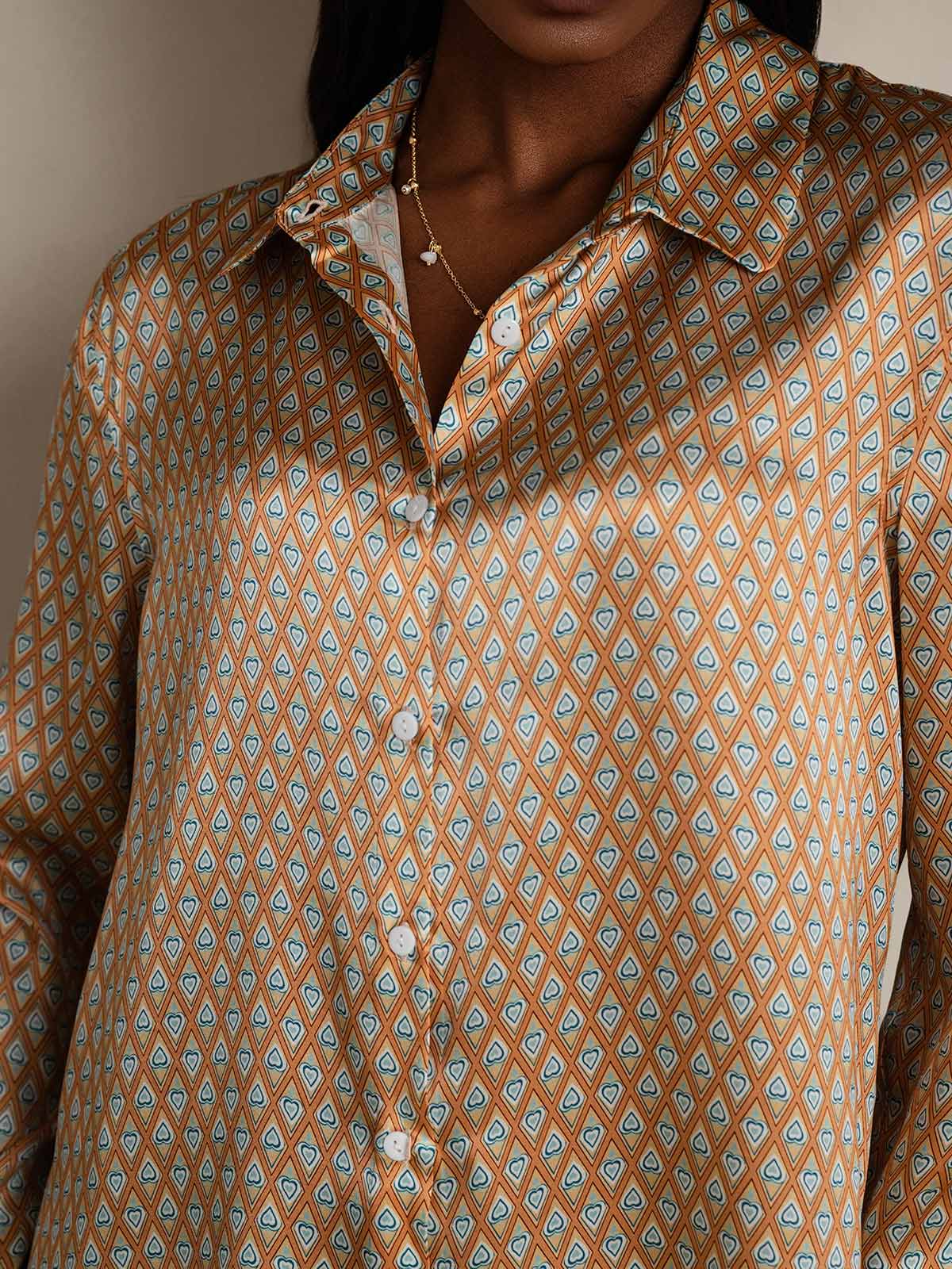 19Momme Soie Basique Col Militaire Chemise - Image 103