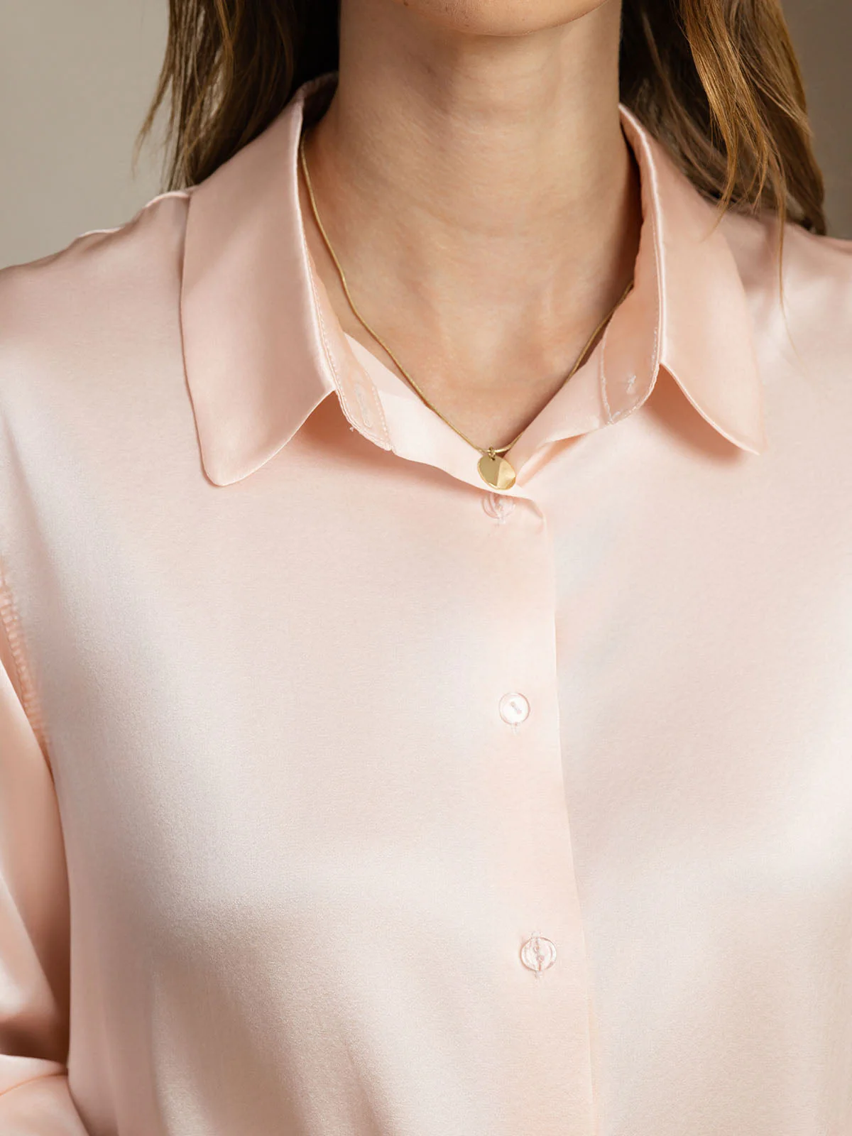 19Momme Soie Basique Col Militaire Chemise - Image 112