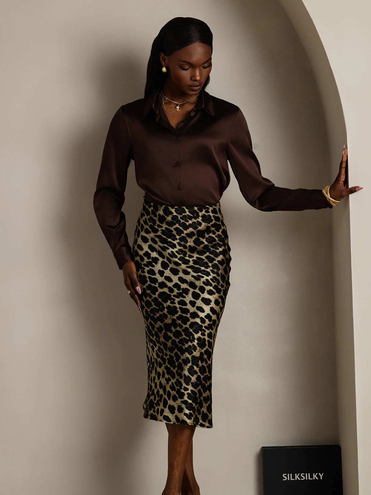 19Momme Soie Basique Col Militaire Chemise - Image 38