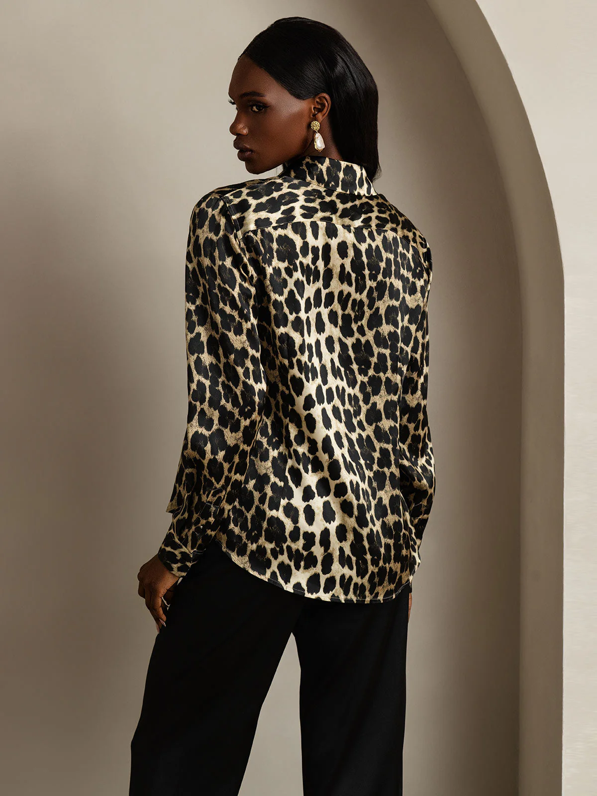 19Momme Soie Basique Col Militaire Chemise - Image 49