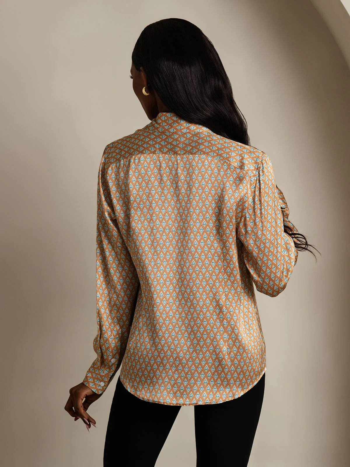 19Momme Soie Basique Col Militaire Chemise - Image 96