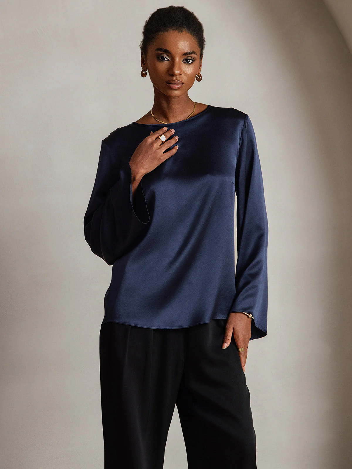 19Momme Soie Relax Longues Manches Blouse - Image 11