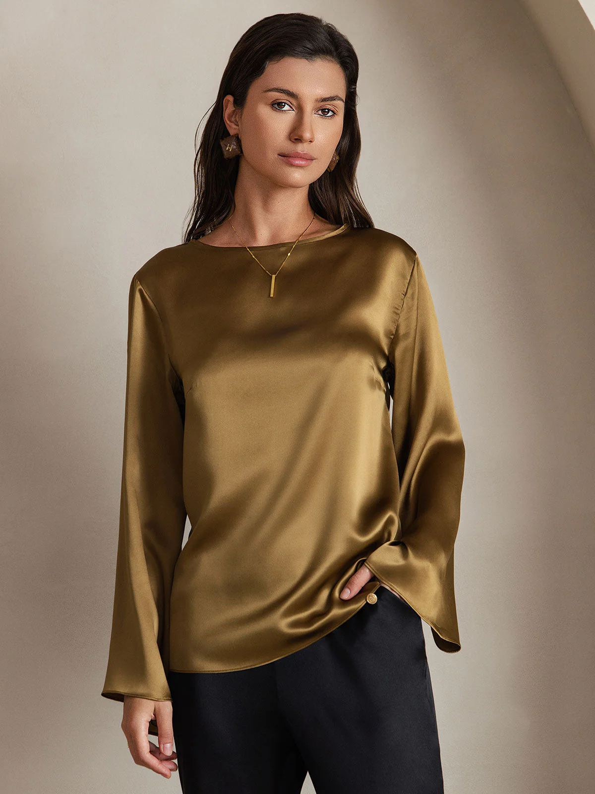 19Momme Soie Relax Longues Manches Blouse - Image 3